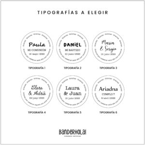 Pegatinas personalizadas para detalles de boda. Cantidad Pack de 20 Color  Negro Idioma Castellano